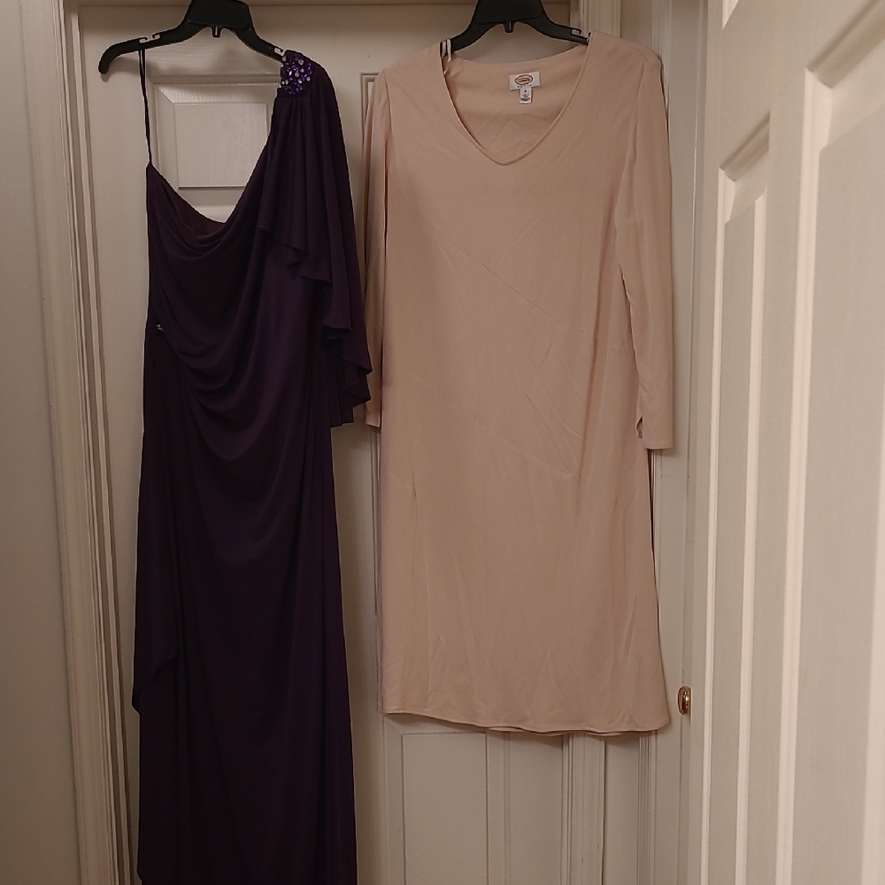 Chic One Shoulder Purple and Cream Dress Set